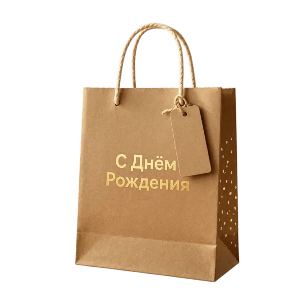 Бумажные подарочные пакеты с надписями 350х250х100 мм