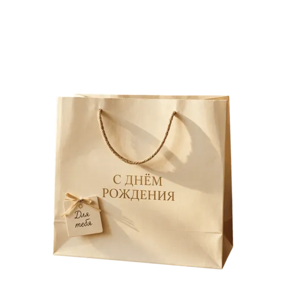 Бумажные подарочные пакеты с надписями 450х350х150 мм